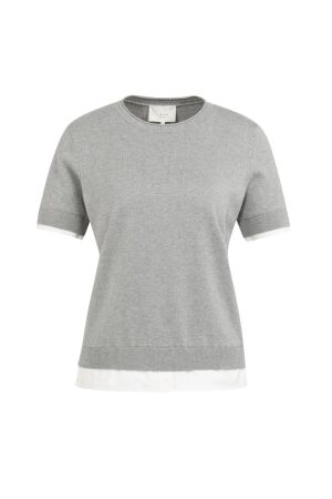 Yaya Gebreide top met dubbele zoom 990472 Iron grey mel