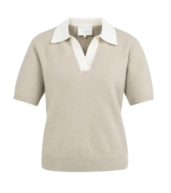 Yaya Trui met kraag en korte mouwen 99043 Mist green