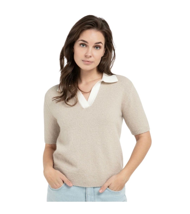 Yaya Trui met kraag en korte mouwen 99043 Mist green