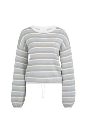 Yaya Gestreepte trui met koord 442031 vapor blue grey des