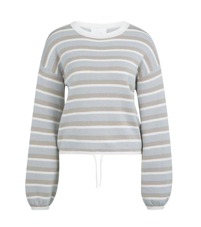 Yaya Gestreepte trui met koord 442031 vapor blue grey des