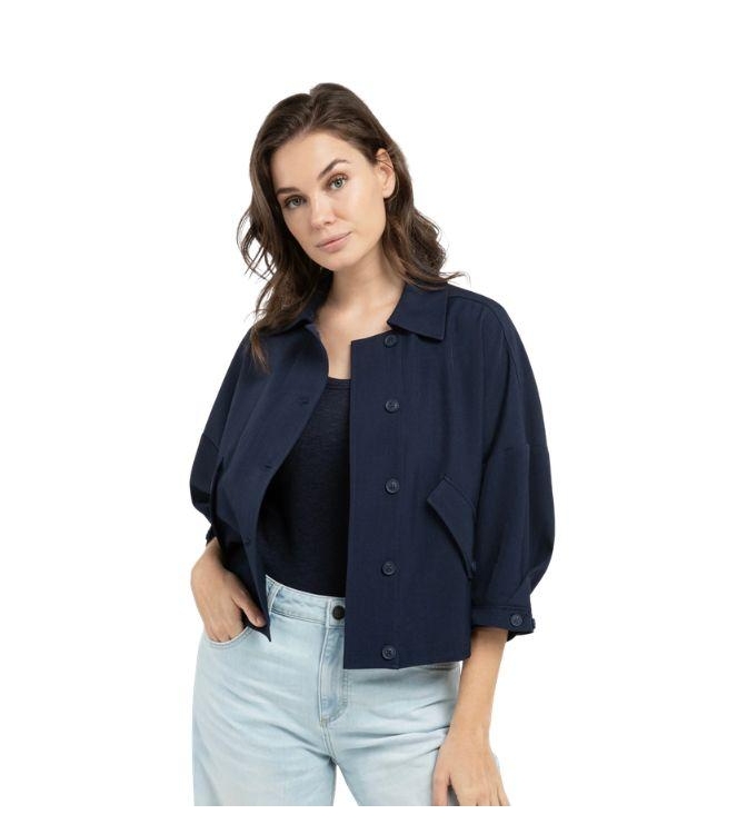 Yaya Blousejack met klepzakken 93923 Navy blazer blue