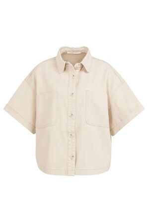 Yaya Denim jasje met korte mouwen 99056 dessert beige denim