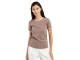 Yaya T-shirt met contrastbies 81312 Deep taupe brown