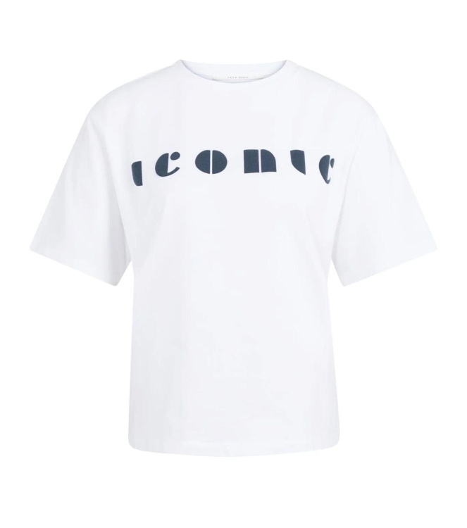 Yaya Boyfriend T-shirt met print 000001 Pure white dessin