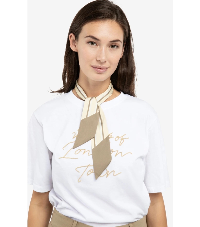 Yaya Smalle sjaal London Town 990511 Tan brown dessin