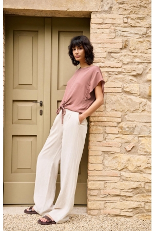 Yaya Woven wide leg trousers - L32 99067 Cloud creme white