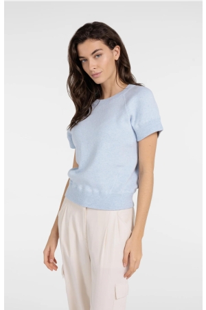 Yaya Sleeveless sweater with stitch 990732 Light blue mel