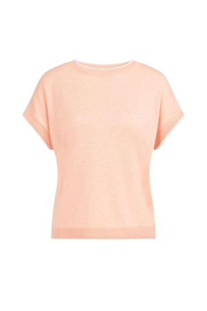 Yaya Knitted sweater with rolled ed 3103072 Peach palazzo orange mel