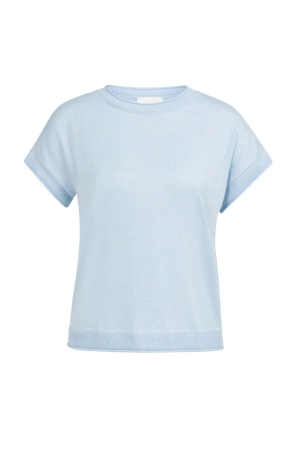 Yaya Knitted sweater with rolled ed 990732 Light blue mel