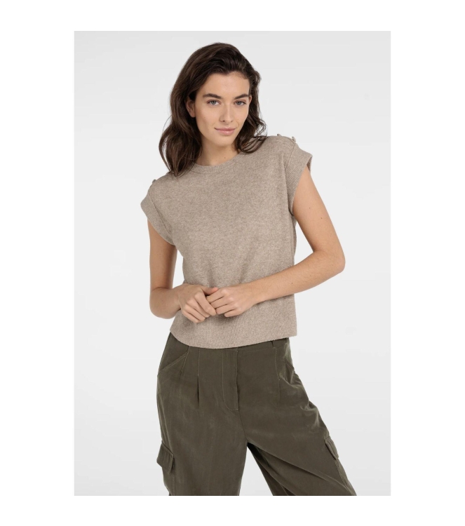 Yaya Towel knit sleeveless sweater 611404 Crockery brown