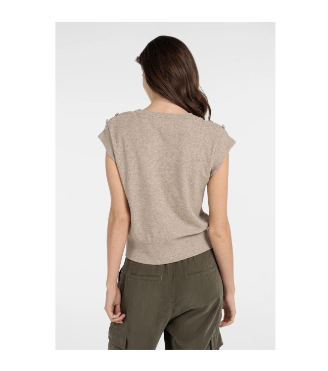 Yaya Towel knit sleeveless sweater 611404 Crockery brown
