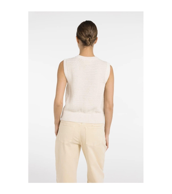 Yaya Textured sleeveless cardigan w 99058 Creme beige