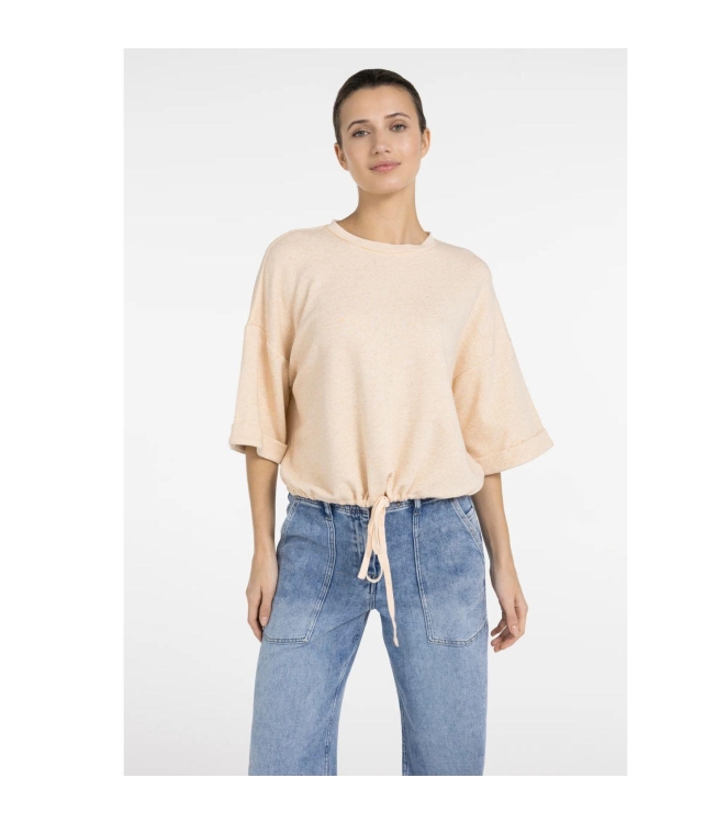 Yaya Short sleeve sweatshirt with r 412172 Amberlight mel