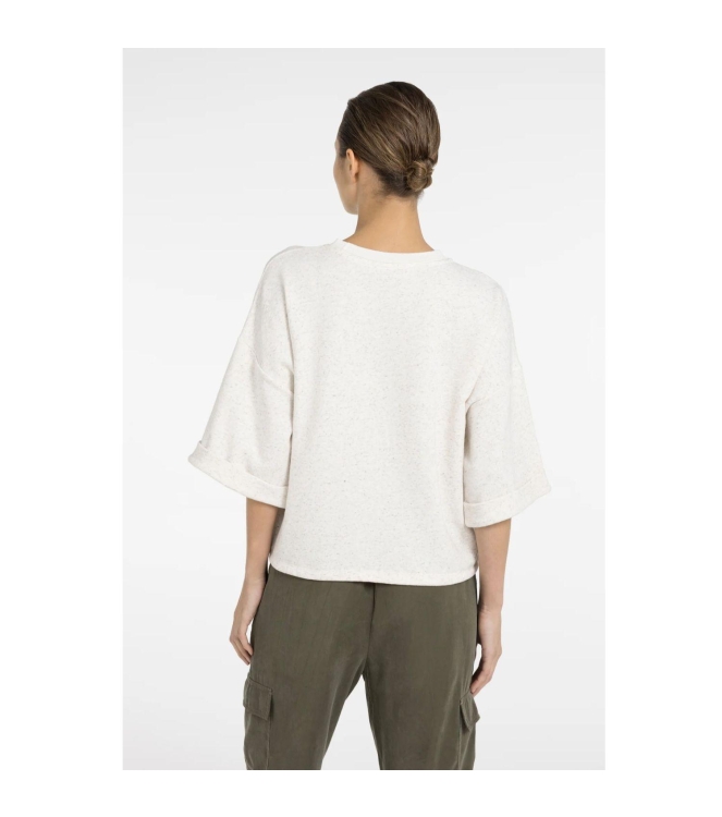 Yaya Short sleeve sweatshirt with r 990642 Ivory white mel