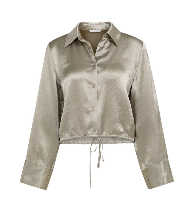 Yaya Crinkle blouse with drawstring 61104 Crockery brown