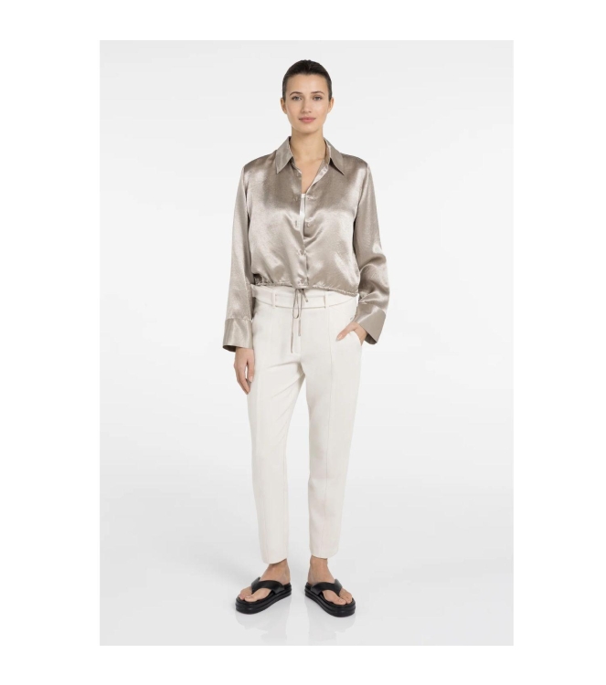 Yaya Crinkle blouse with drawstring 61104 Crockery brown