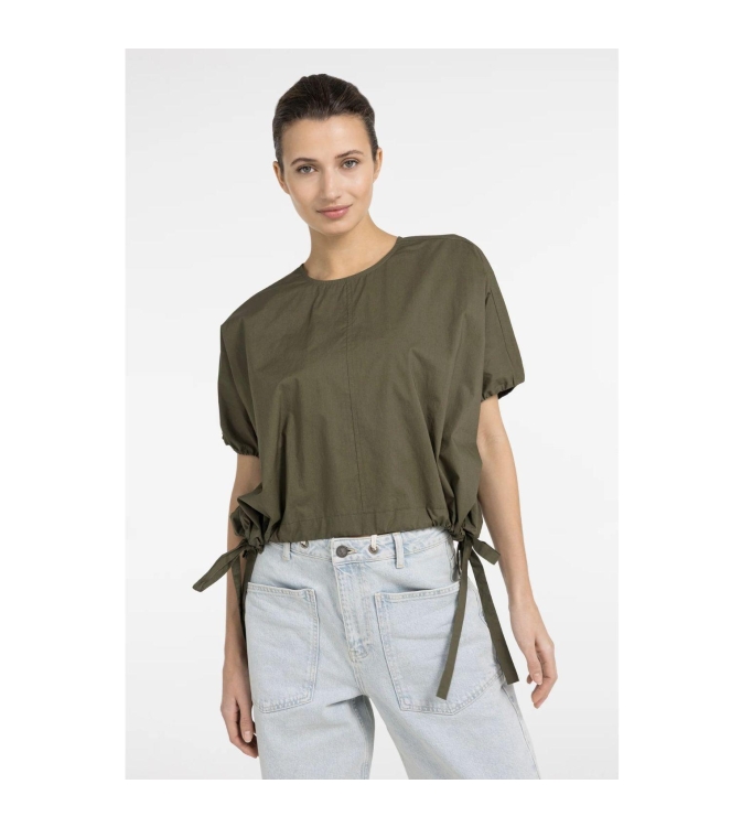 Yaya Boxy top with adjustable waist 99065 Army green