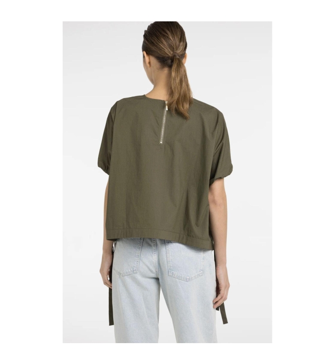Yaya Boxy top with adjustable waist 99065 Army green