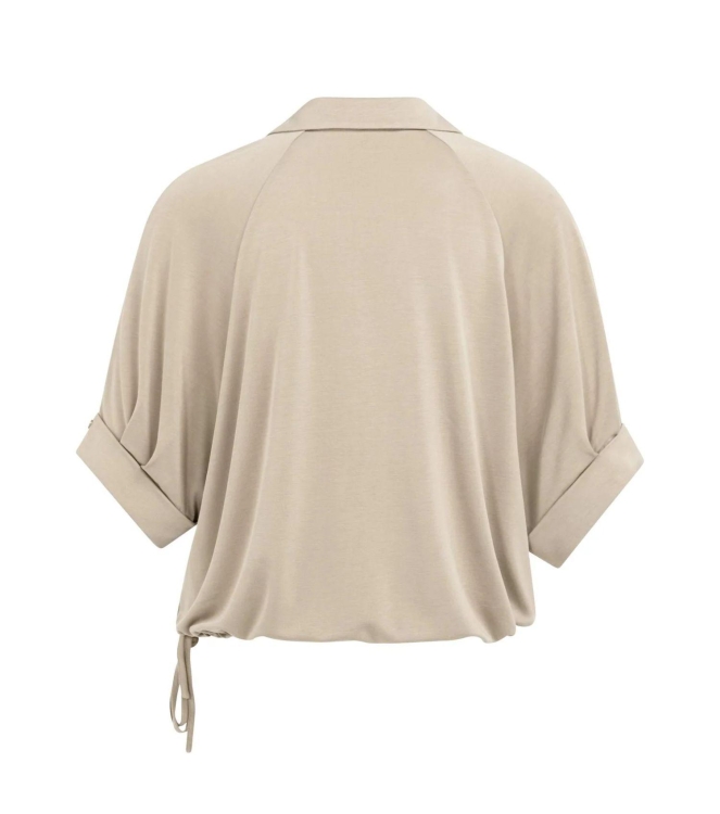 Yaya Jersey top with pleated sleeve 61104 Crockery brown