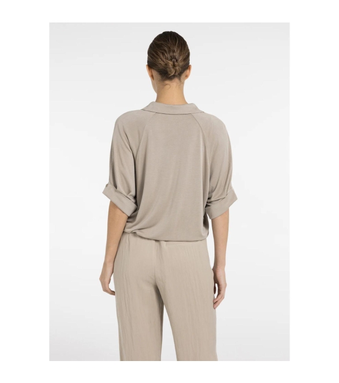 Yaya Jersey top with pleated sleeve 61104 Crockery brown