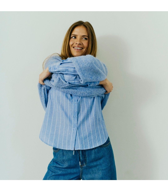 Freequent FQSOLLY-SHIRT Vista Blue w. Star Off-White