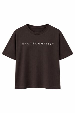 Haute L Amitie Rub Logo Tee Mocca
