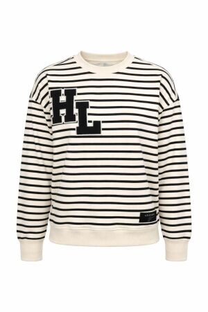 Haute L Amitie Stripe Application Sweat Offwhite Black