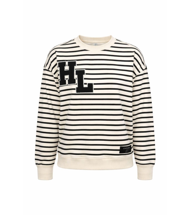 Haute L Amitie Stripe Application Sweat Offwhite Black