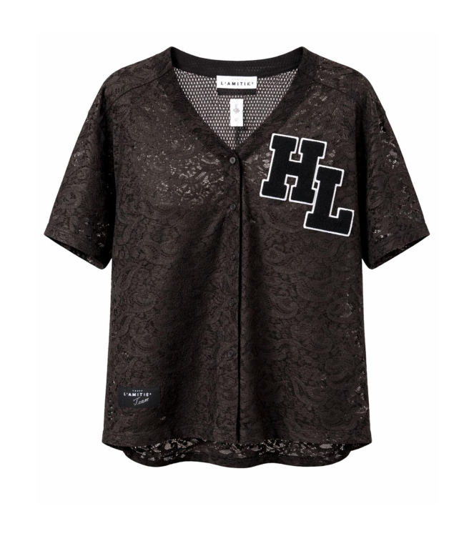 Haute L Amitie Court Lace Tee Mocca