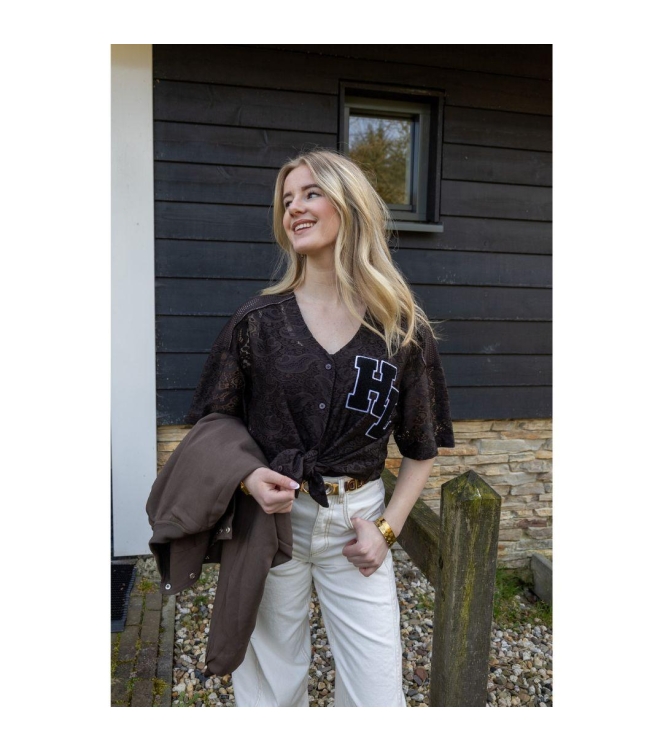 Haute L Amitie Court Lace Tee Mocca