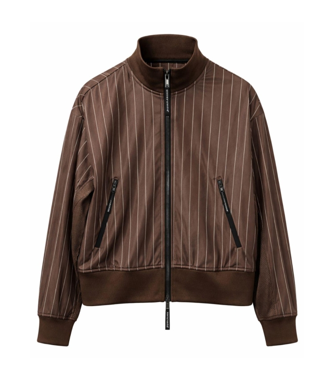 Haute L Amitie Pin Stripe Zip Sweat Mocca