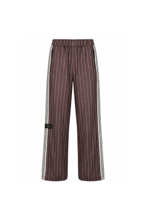 Haute L Amitie Baggy Pin Stripe Track Tall Pants Mocca