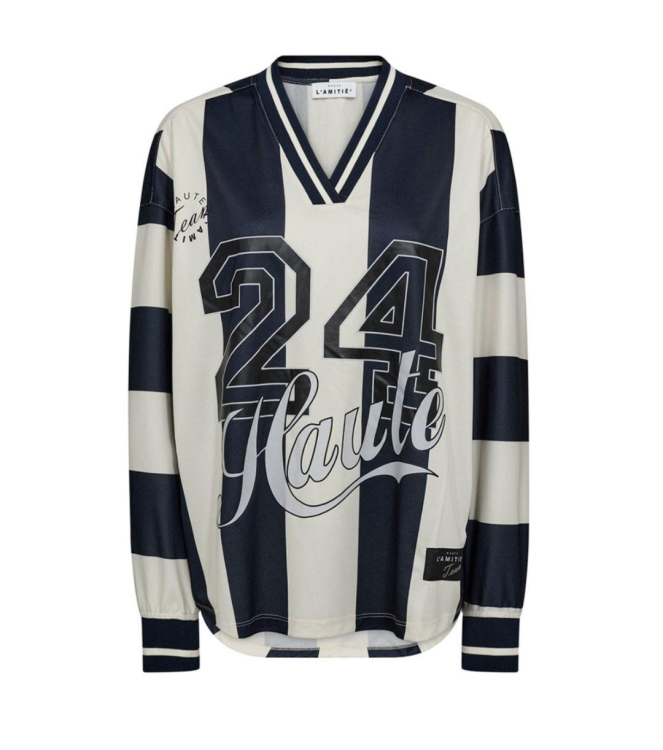 Haute L Amitie Haute 24 Stripe Blouse Navy/ Pearl