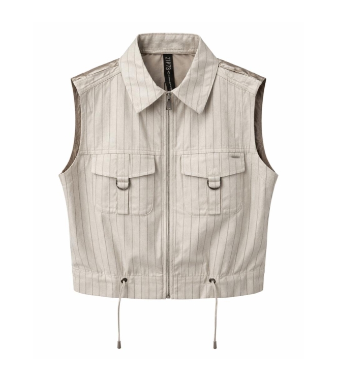ZIP73 Gilet Cargo Pinstripe Parachute Sand 190-Sand
