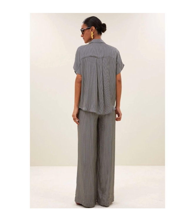 By-Bar Amsterdam barley silky stripe blouse 886-jet black stripe