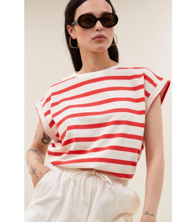 By-Bar Amsterdam tobi stripe top 1323-poppy red stripe