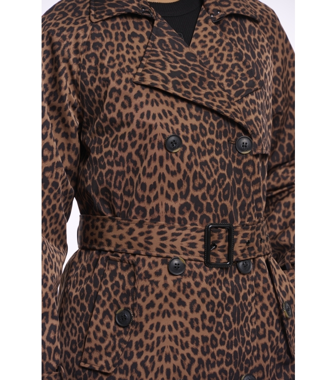 Rino en Pelle Double breasted coat 8980 leopard
