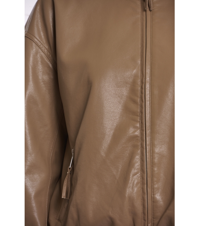 Rino en Pelle Blouson jacket with button closure 11011 slate bark