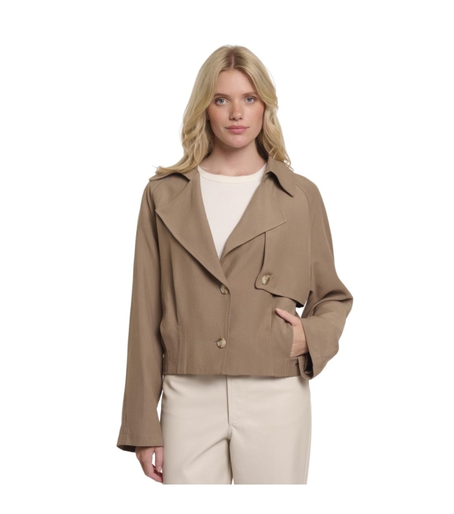 Rino en Pelle Single breasted short trenchcoat 11011 slate bark