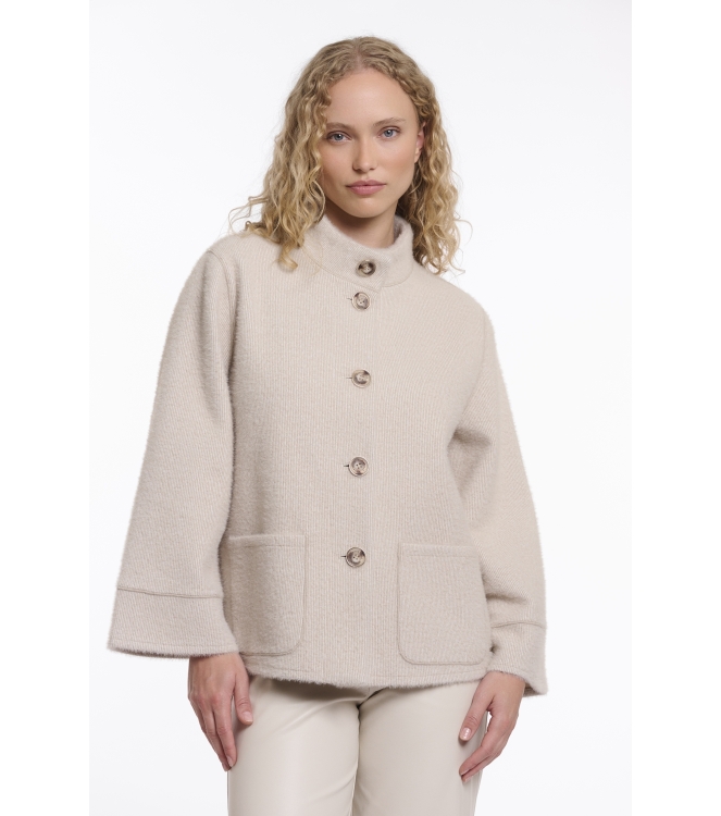 Rino en Pelle Cape coat 11067 stone snow