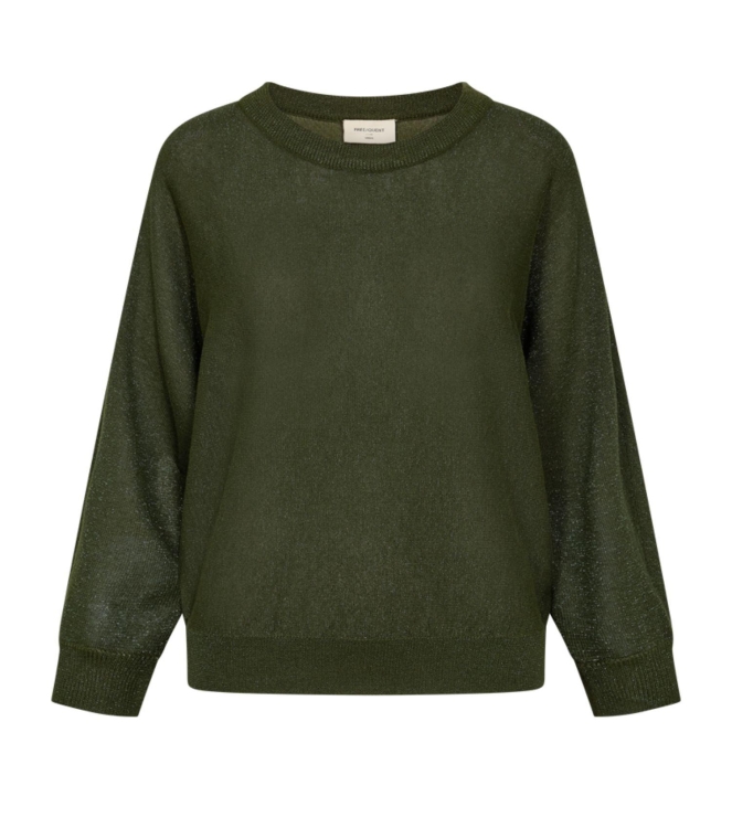 Freequent Metallic knit bat sleeve Kombu green