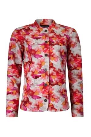 Sarto Fashion Jacket stand-up collar r1661 hot pink-d red+ aquarel print