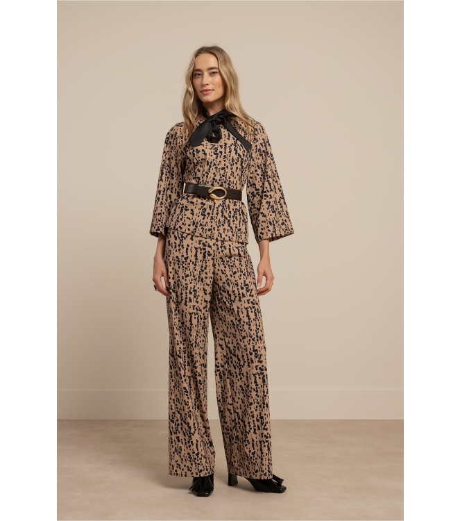 Studio Anneloes Lexie block trousers 2269 latte/dark blue