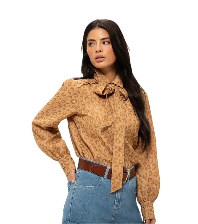 Nikkie Pragues Leopard Blouse 2593 Travertine