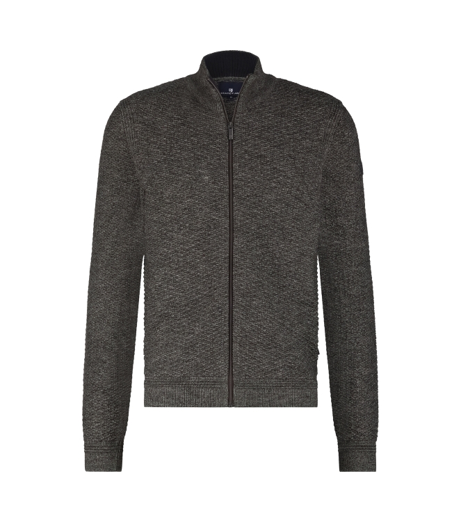 State of Art Cardigan Plain - Zip 9895 Donkerantraciet