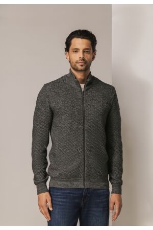 State of Art Cardigan Plain - Zip 9895 Donkerantraciet