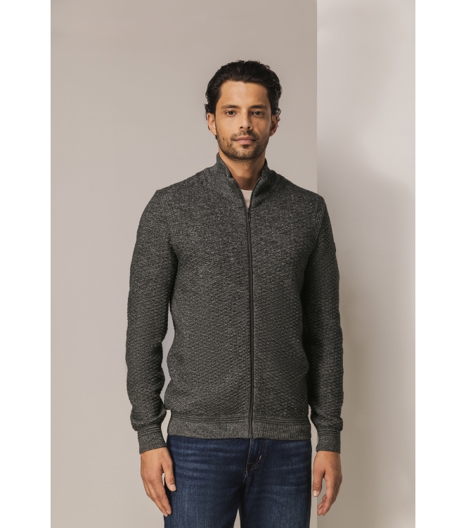State of Art Cardigan Plain - Zip 9895 Donkerantraciet