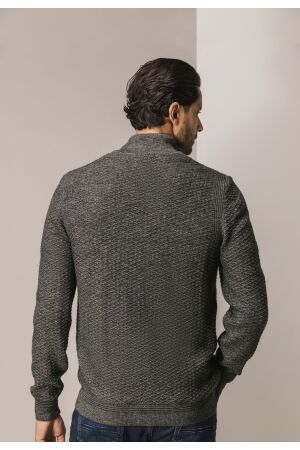 State of Art Cardigan Plain - Zip 9895 Donkerantraciet