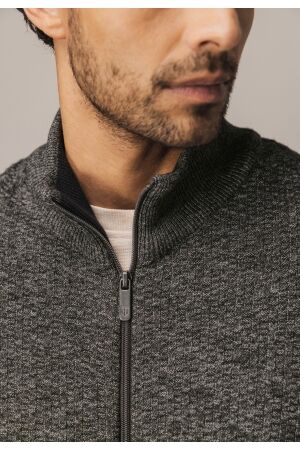 State of Art Cardigan Plain - Zip 9895 Donkerantraciet